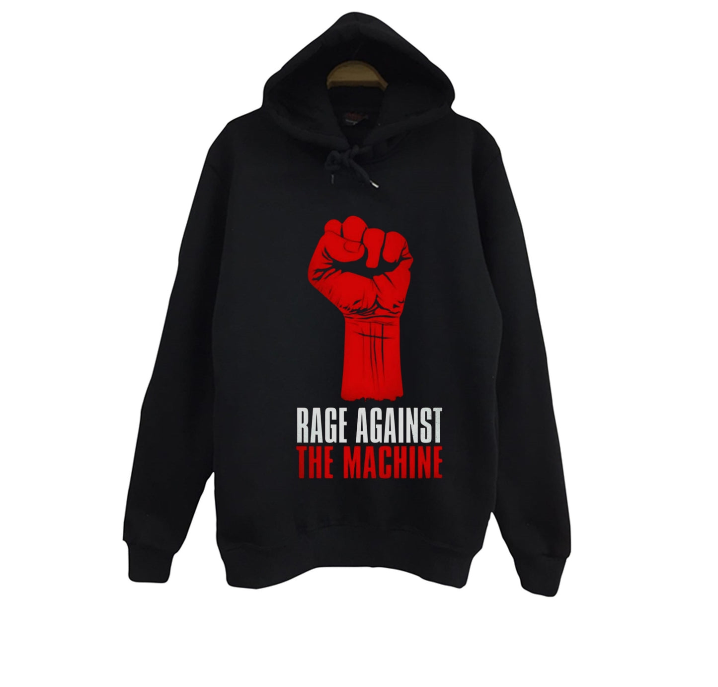 Rage Against the Machine - Müzik Grubu Baskılı Unisex %100 Pamuk Siyah Kapüşonlu Sweatshirt