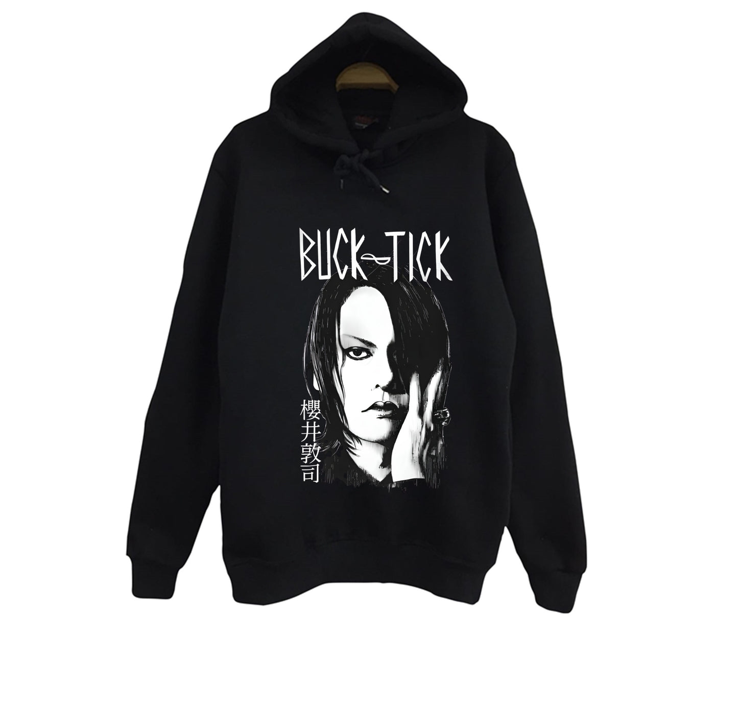 Buck Tick - Müzik Grubu - Atsushi Sakurai Baskılı Unisex %100 Pamuk Siyah Kapüşonlu Sweatshirt