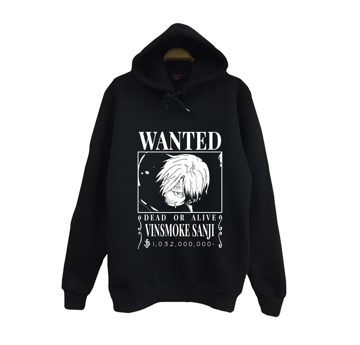 One Piece - Vinsmoke Sanji - Anime Baskılı Unisex %100 Pamuk Siyah Kapüşonlu Sweatshirt