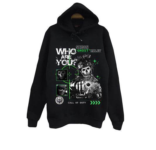 Call Of Duty - Ghost - Simon Riley - Oyun Baskılı Unisex %100 Pamuk Siyah Kapüşonlu Sweatshirt