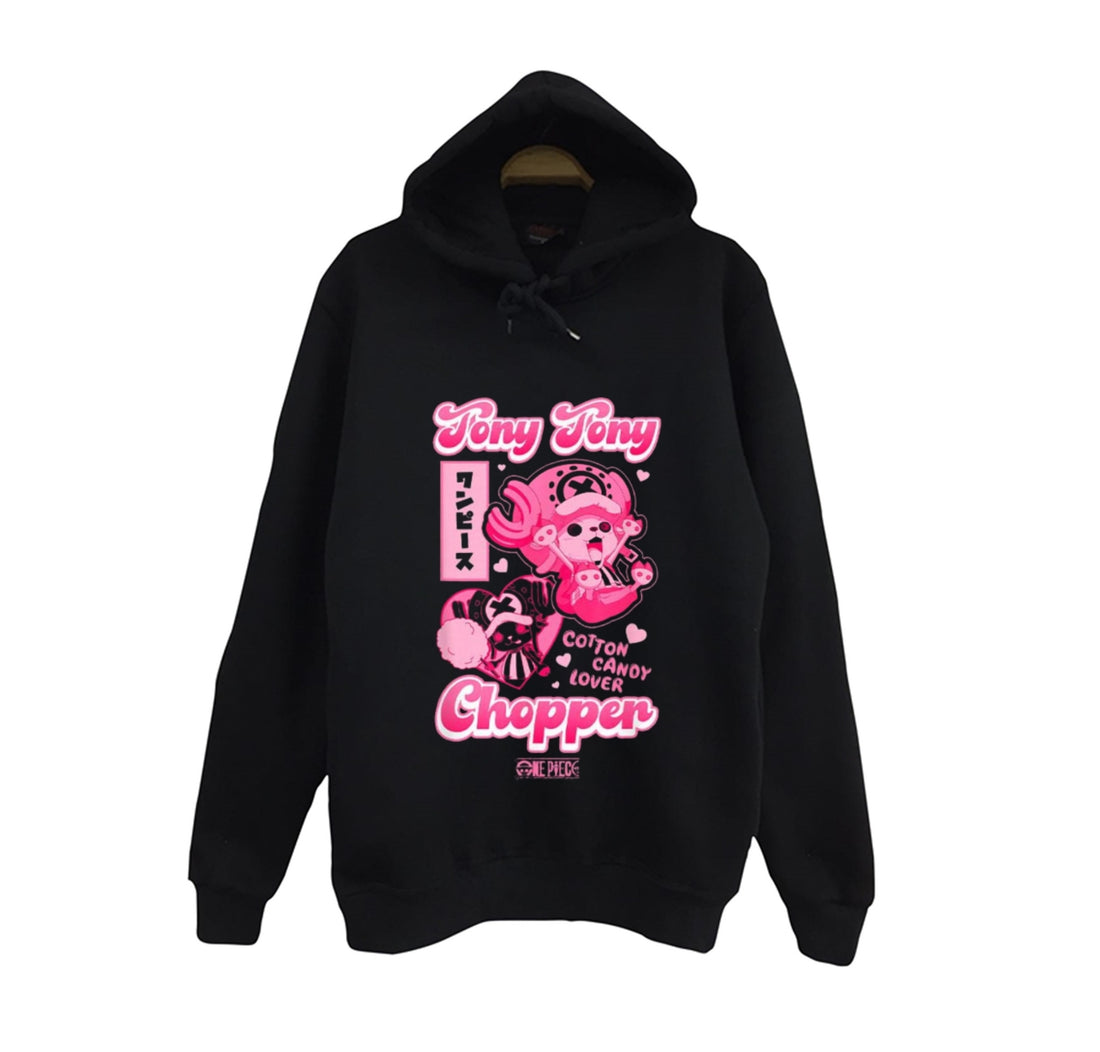 One Piece - Tony Tony Chopper baskılı siyah kapüşonlu sweatshirt