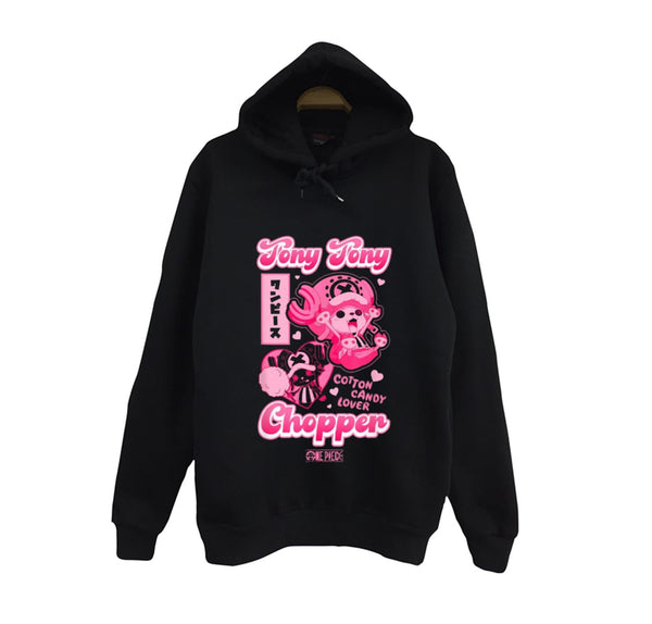 One Piece - Tony Tony Chopper baskılı siyah kapüşonlu sweatshirt