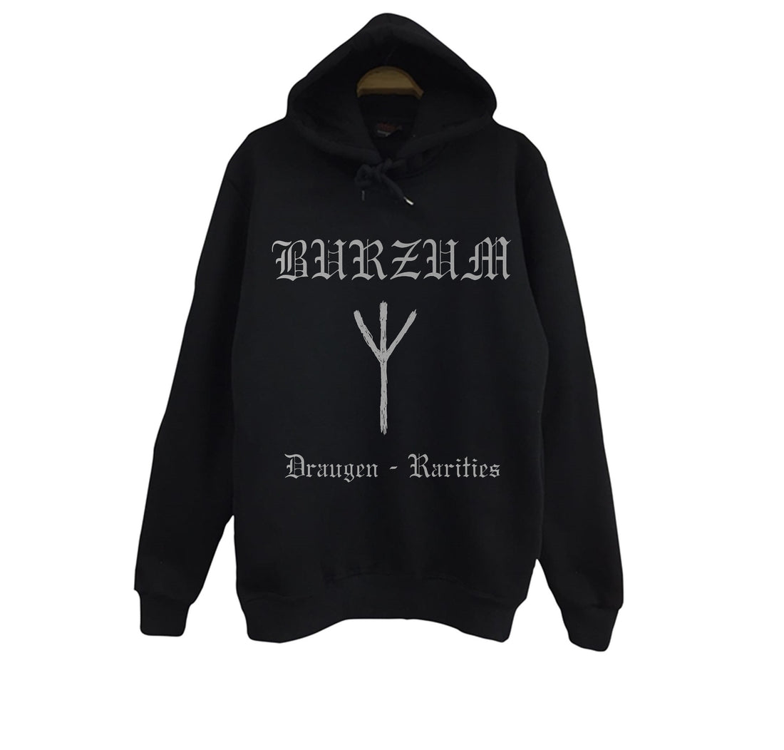 Burzum Müzik Grubu - Draugen - Rarities baskılı siyah kapüşonlu sweatshirt