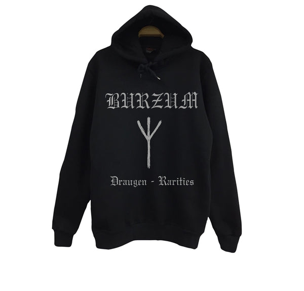 Burzum Müzik Grubu - Draugen - Rarities baskılı siyah kapüşonlu sweatshirt