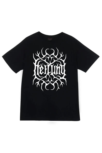 fame-stoned Heilung Baskılı Unisex %100 Pamuk Siyah T-shirt