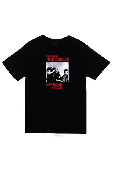fame-stoned Depeche Mode Baskılı Unisex %100 Pamuk Siyah T-shirt