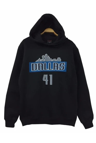 Dallas Mavericks baskılı siyah kapüşonlu sweatshirt