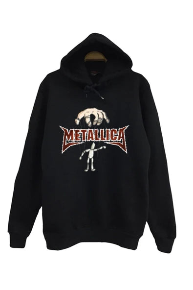 Metallica baskılı siyah kapüşonlu sweatshirt