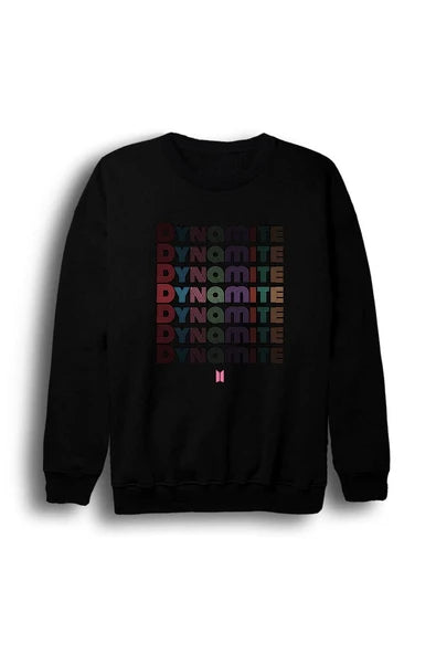 Dynamite tekrarlı renkli tipografi baskılı siyah sweatshirt