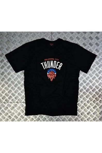 fame-stoned  Unisex Siyah Oklahoma Cıty Thunder Baskılı T-Shirt
