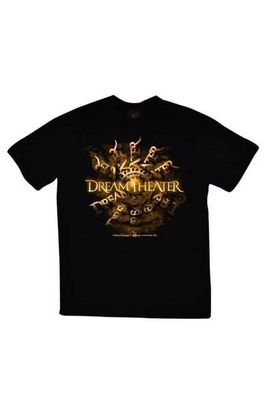 fame-stoned  Dream Theater Baskılı Unisex %100 Pamuk Siyah T-shirt