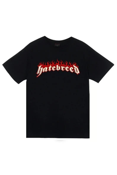 Siyah Hatebreed Alevli gotik logo baskılı siyah tişört