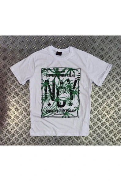 fame-stoned  Unisex Beyaz Nyc Baskılı T-Shirt