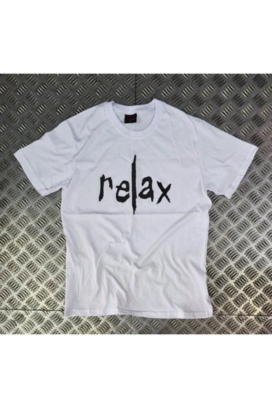 fame-stoned  Unisex Beyaz Relax Baskılı T-shirt