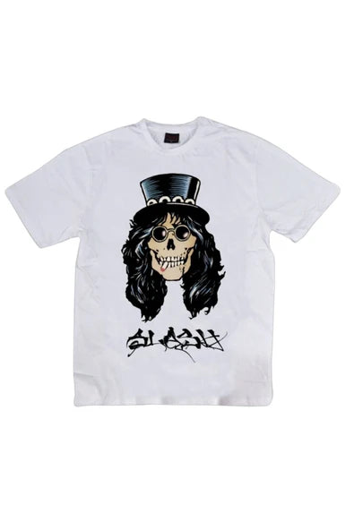 fame-stoned  Guns N Roses Baskılı Unisex %100 Pamuk Beyaz T-shirt