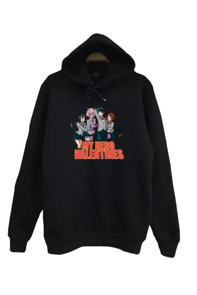 My Hero Academia Karakterleri, Valentines baskılı siyah kapüşonlu sweatshirt