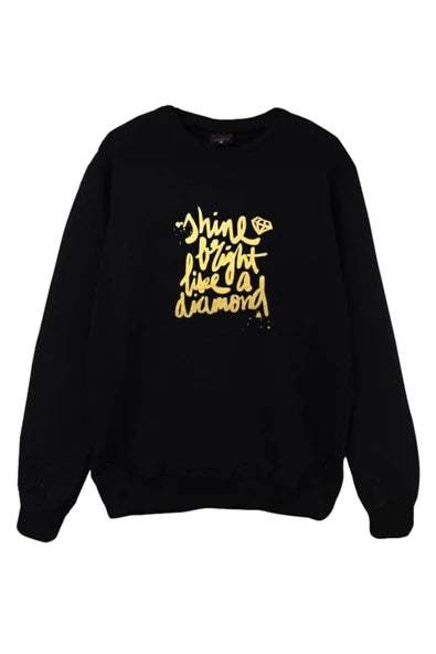 Dıamond baskılı siyah sweatshirt