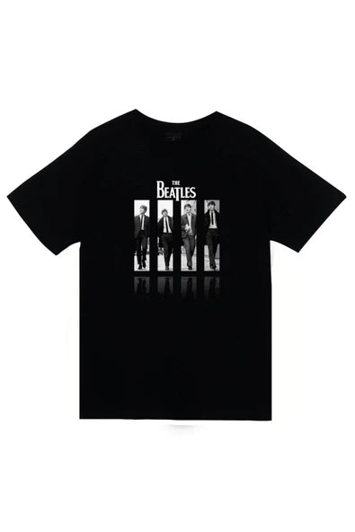 fame-stoned The Beatles Baskılı Unisex %100 Pamuk Siyah T-shirt
