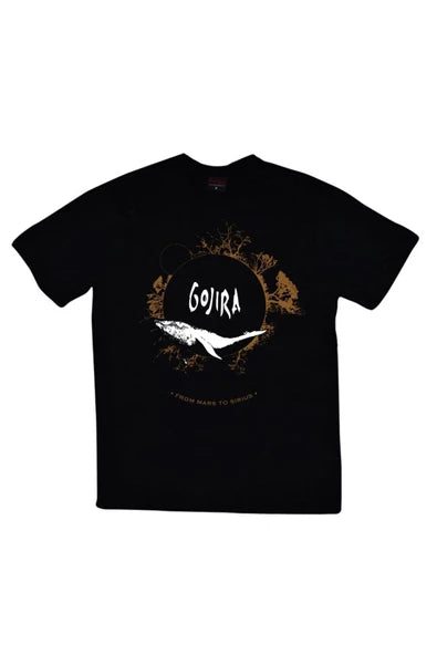fame-stoned  Gojira Baskılı Unisex %100 Pamuk Siyah T-shirt