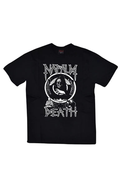 fame-stoned Napalm Death Baskılı Unisex %100 Pamuk Siyah T-shirt