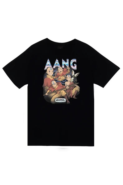 fame-stoned Avatar The Last Airbender Aang Baskılı %100 Pamuk Unisex Siyah T-Shirt