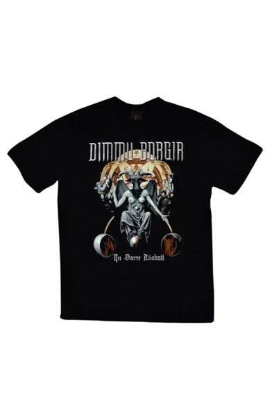 fame-stoned  Dimmu Borgir Baskılı Unisex %100 Pamuk Siyah T-shirt