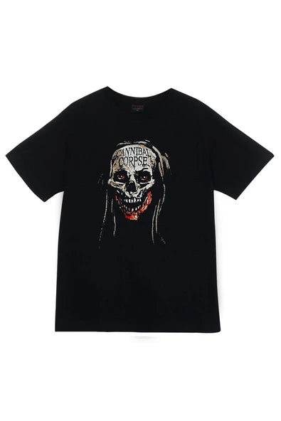 fame-stoned Cannibal Corpse Baskılı Unisex %100 Pamuk Siyah T-shirt