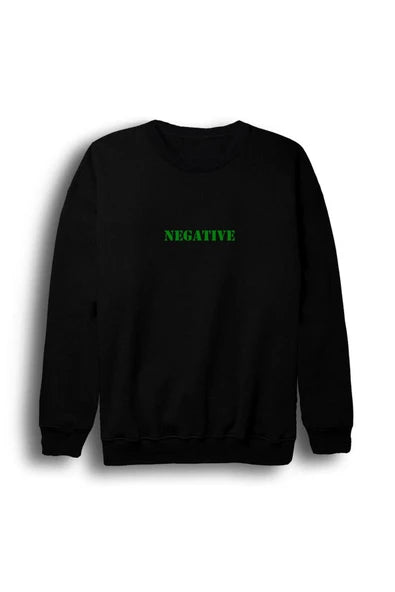 Negative baskılı siyah sweatshirt