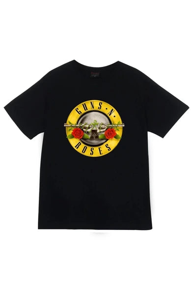 fame-stoned Guns N Roses Baskılı Unisex %100 Pamuk Siyah T-shirt