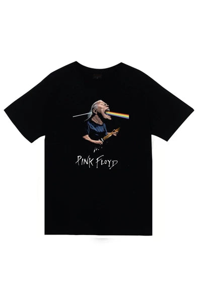 fame-stoned Pink Floyd Baskılı Unisex %100 Pamuk Siyah T-shirt