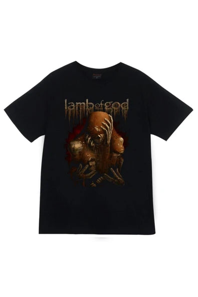 Unisex Siyah Lamb Of God baskılı siyah tişört