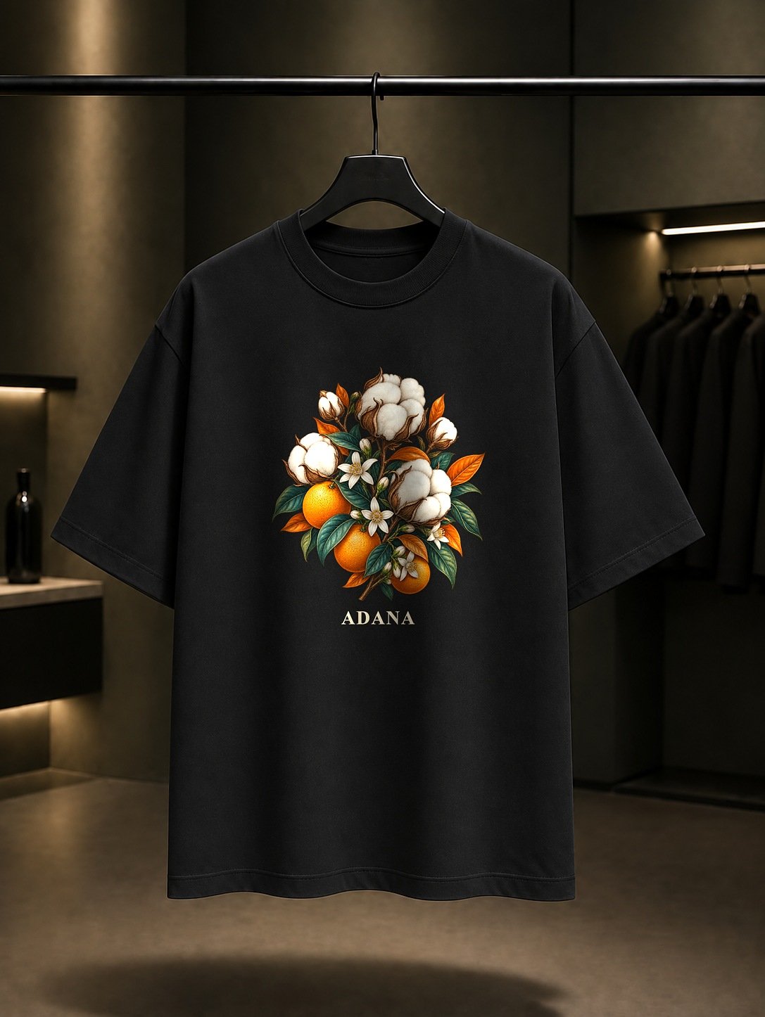 Adana Çukurova Pamuk Portakal baskılı siyah t-shirt