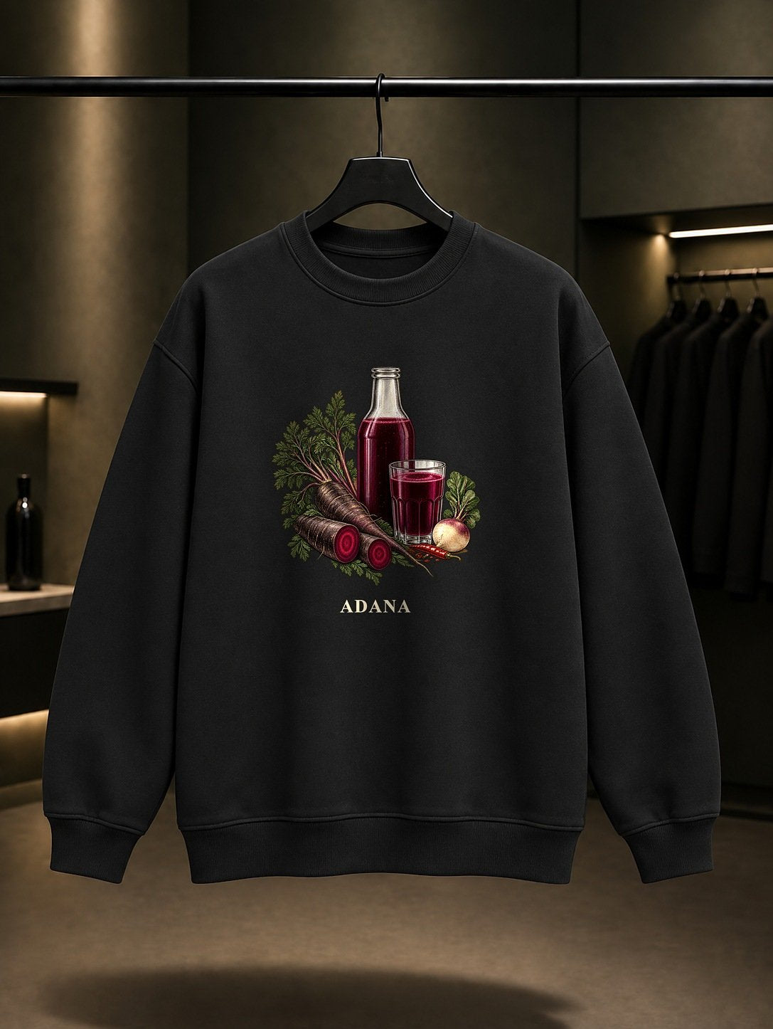 Adana Şalgam baskılı siyah sweatshirt