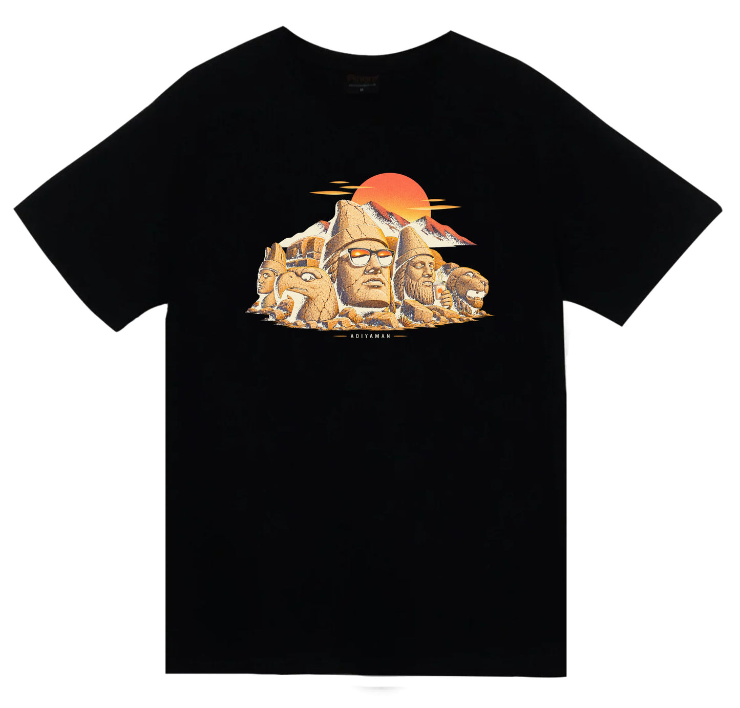 Adıyaman Nemrut Dağı baskılı siyah t-shirt