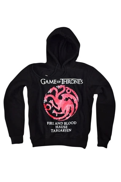 Çocuk Sweatshirt Game Of Thrones baskılı siyah kapüşonlu sweatshirt