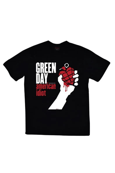 fame-stoned  Green Day Baskılı Unisex %100 Pamuk Siyah T-shirt