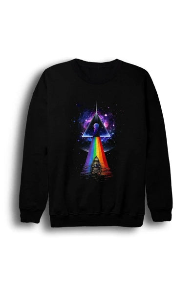 Siyah Pink Floyd baskılı siyah sweatshirt
