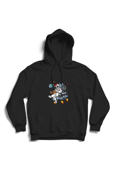 fame-stoned Erkek  Siyah Be Brave Baskılı Kapüşonlu Sweatshirt