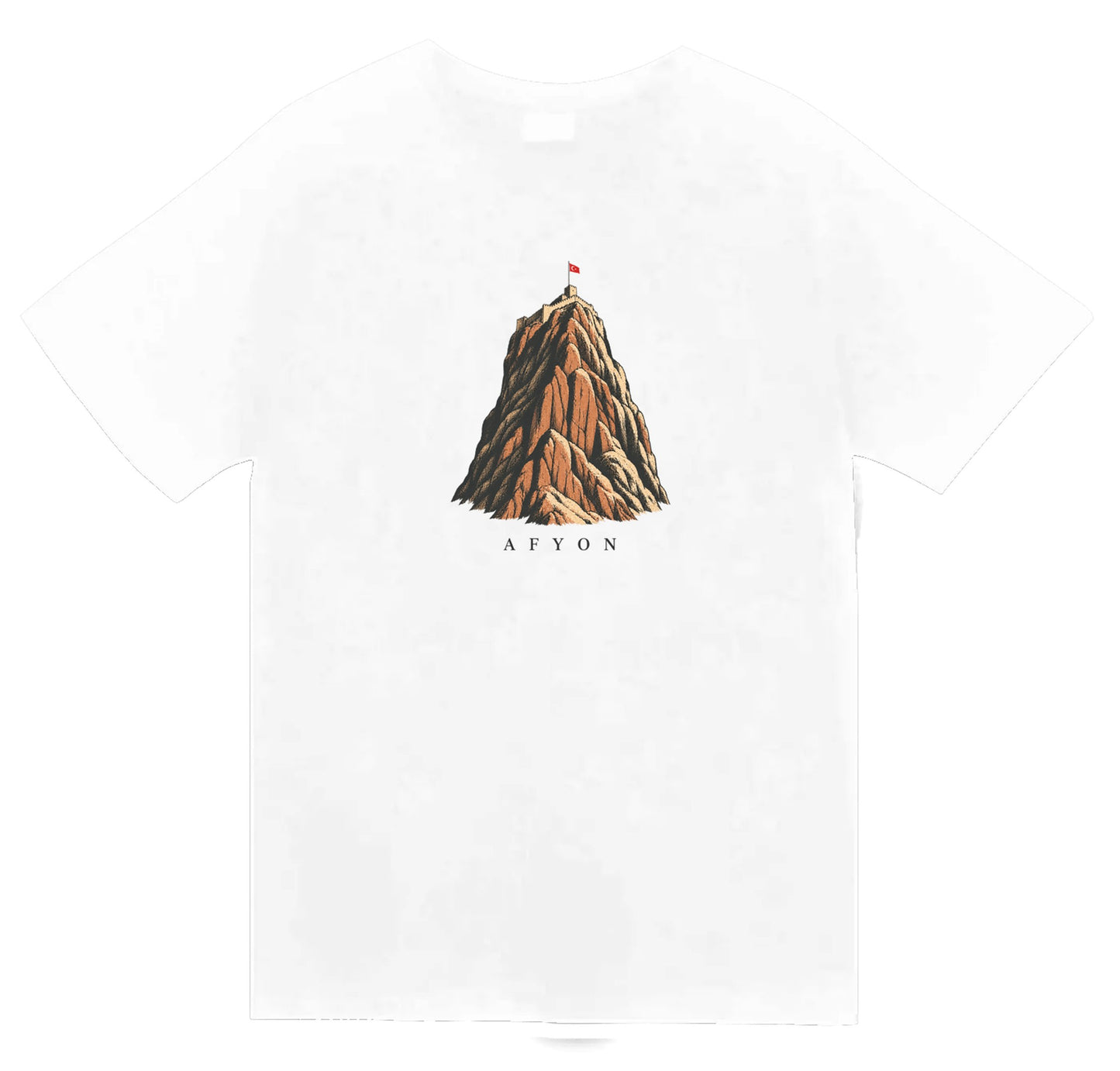 Afyon Kalesi baskılı beyaz t-shirt