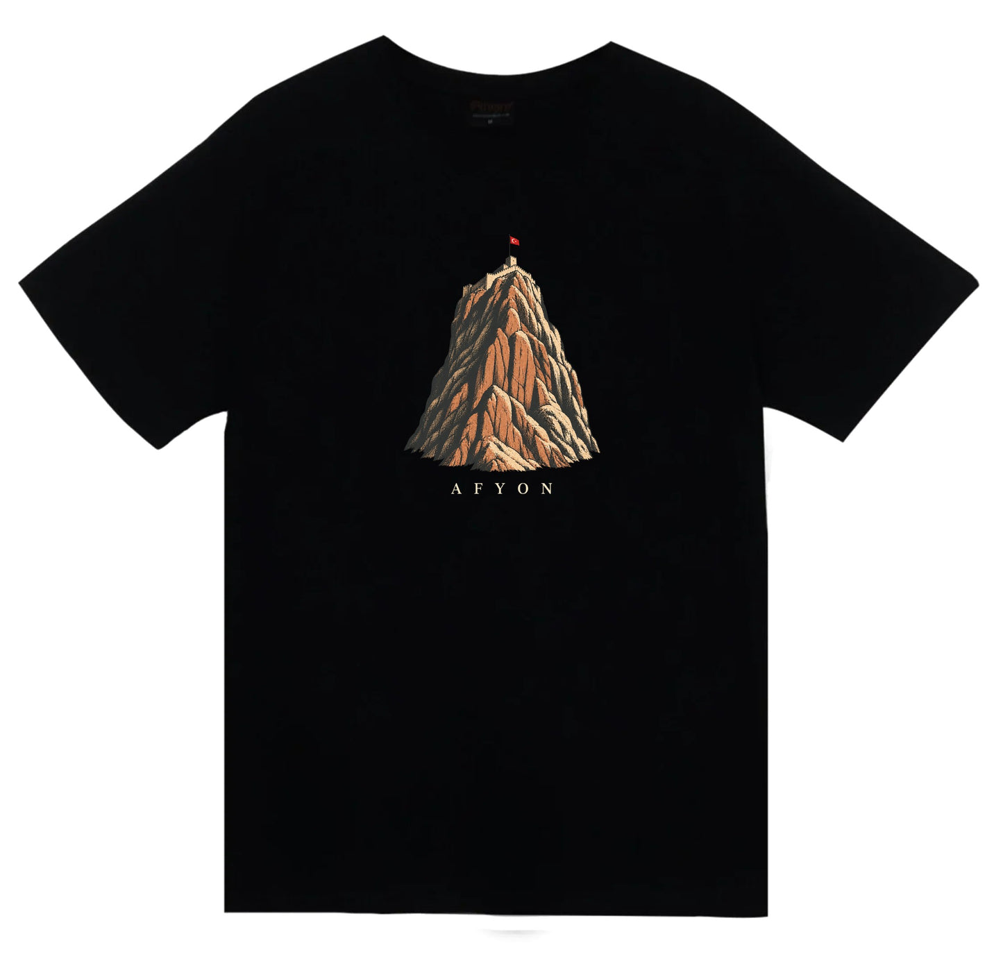 Afyon Kalesi baskılı siyah t-shirt