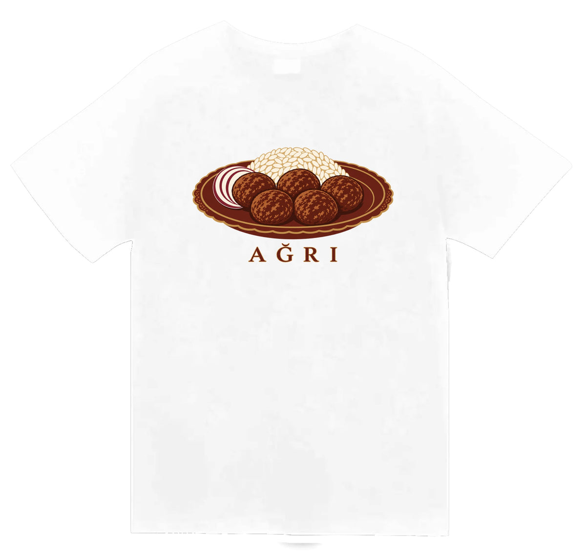Ağrı Abdigör Köftesi baskılı beyaz t-shirt