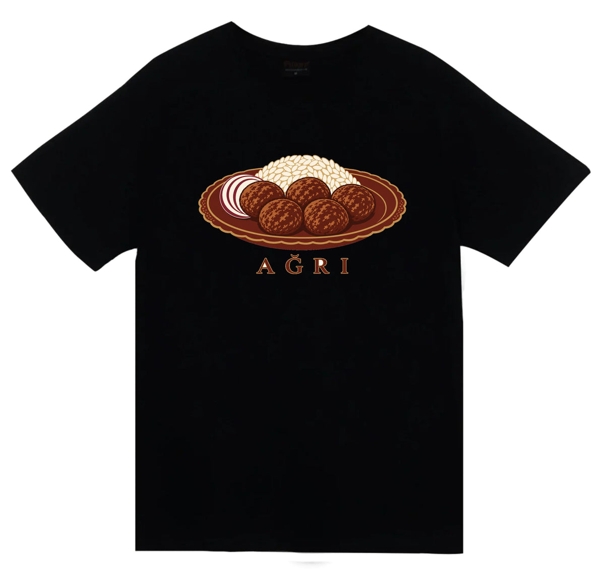Ağrı Abdigör Köftesi baskılı siyah t-shirt