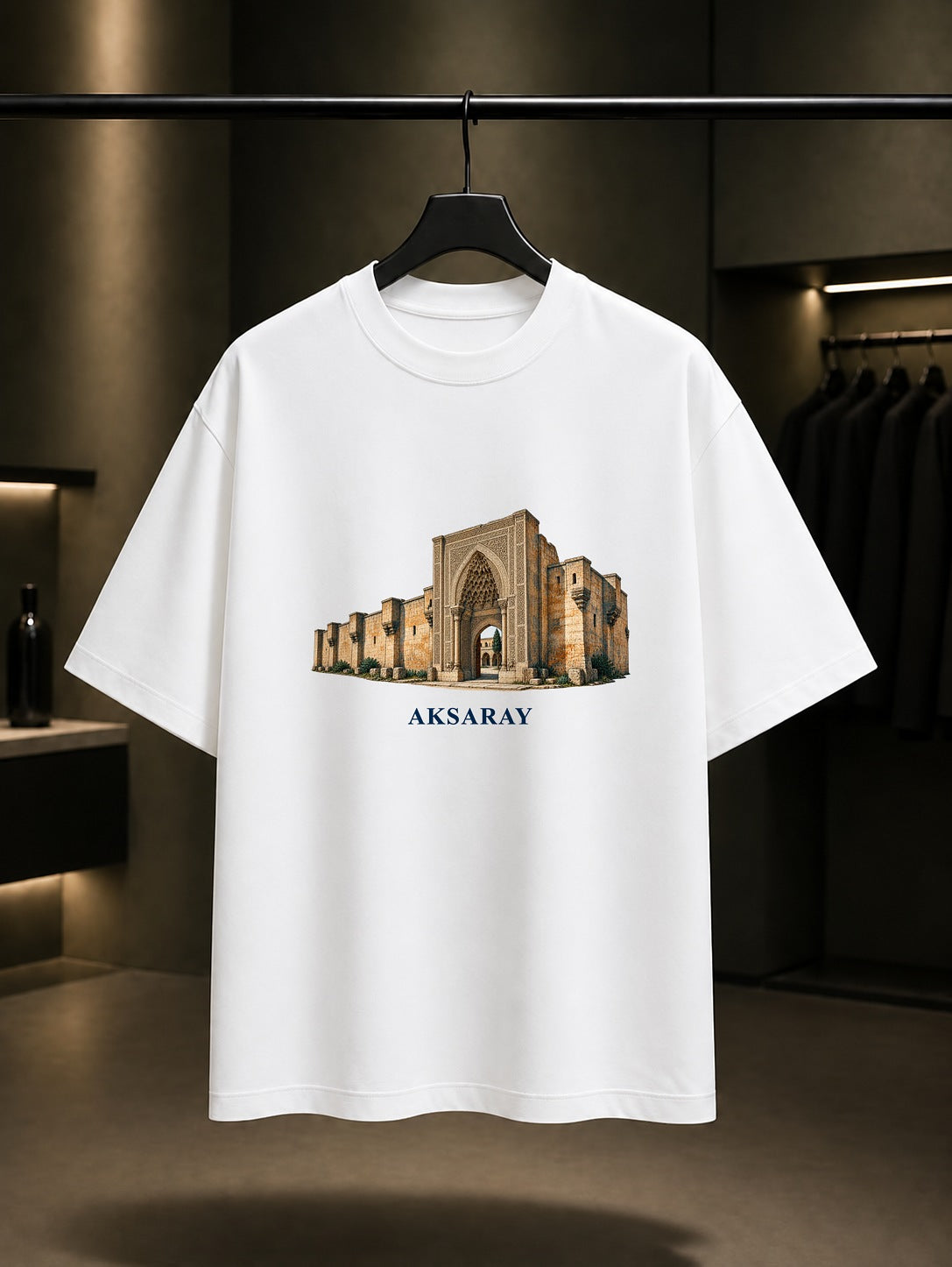 Aksaray Sultanhanı baskılı beyaz t-shirt