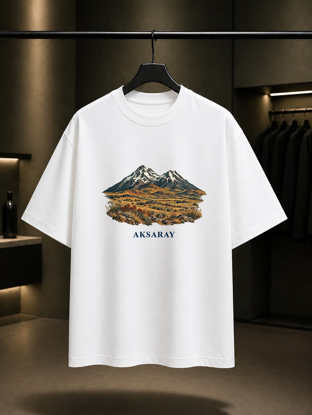 Aksaray Hasandağı baskılı beyaz t-shirt
