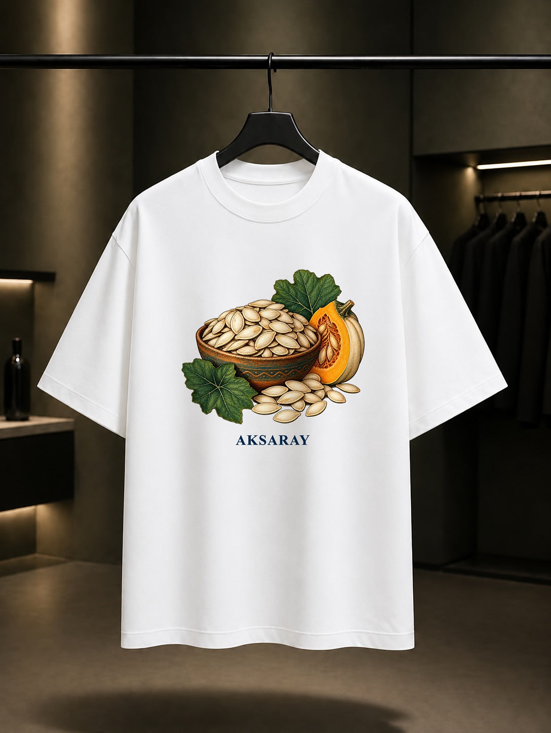 Aksaray Kabak Çekirdeği baskılı beyaz t-shirt