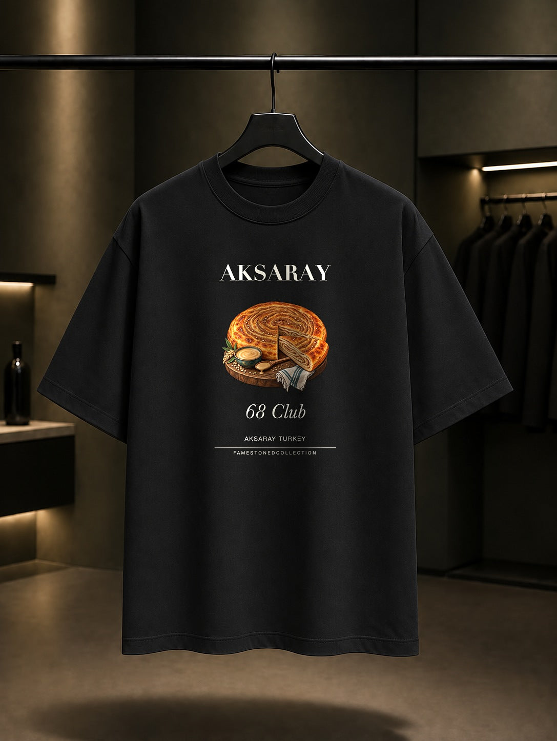 Aksaray Tahinlisi 68 Club baskılı siyah t-shirt