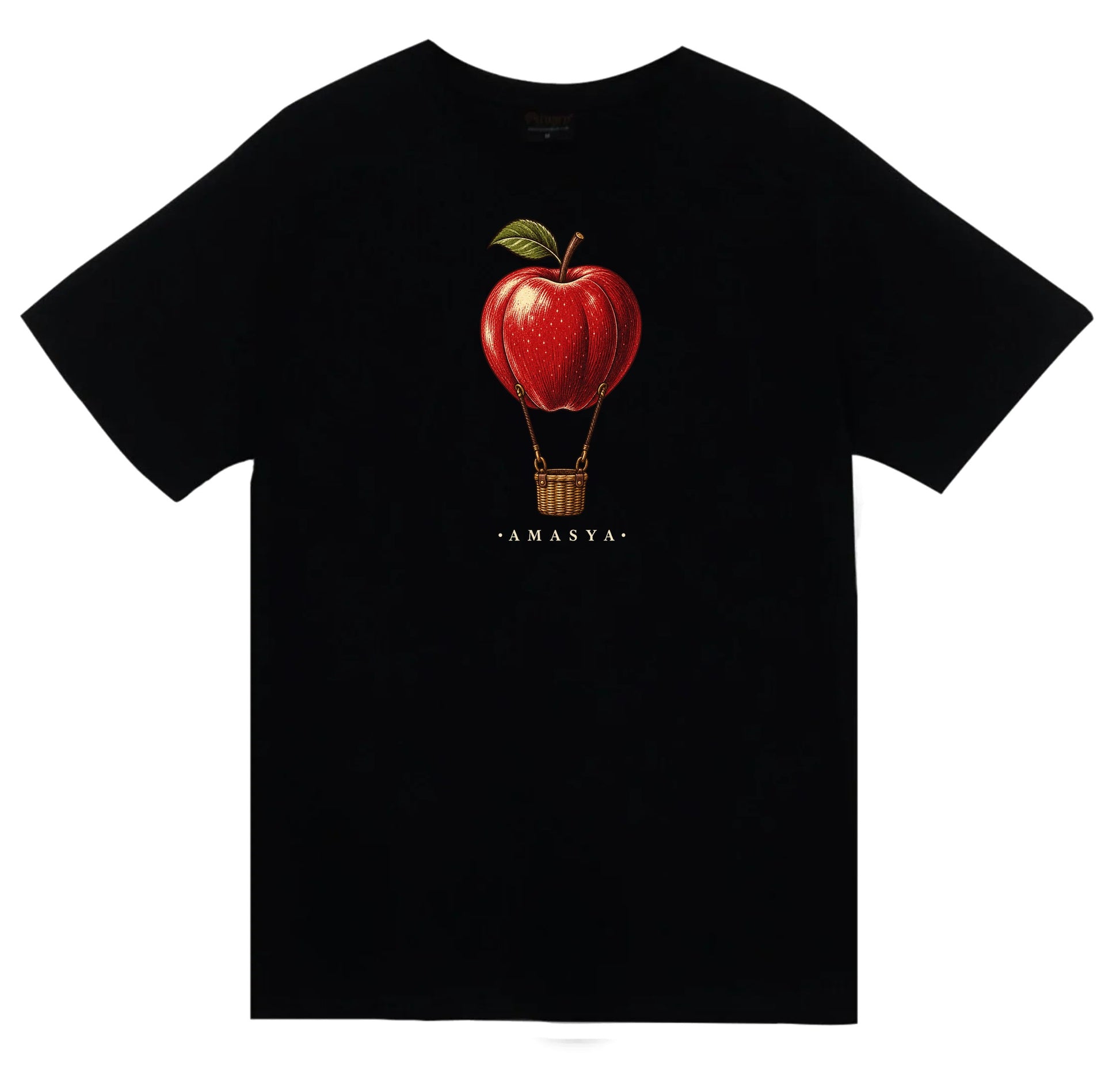 Amasya Elması baskılı siyah t-shirt