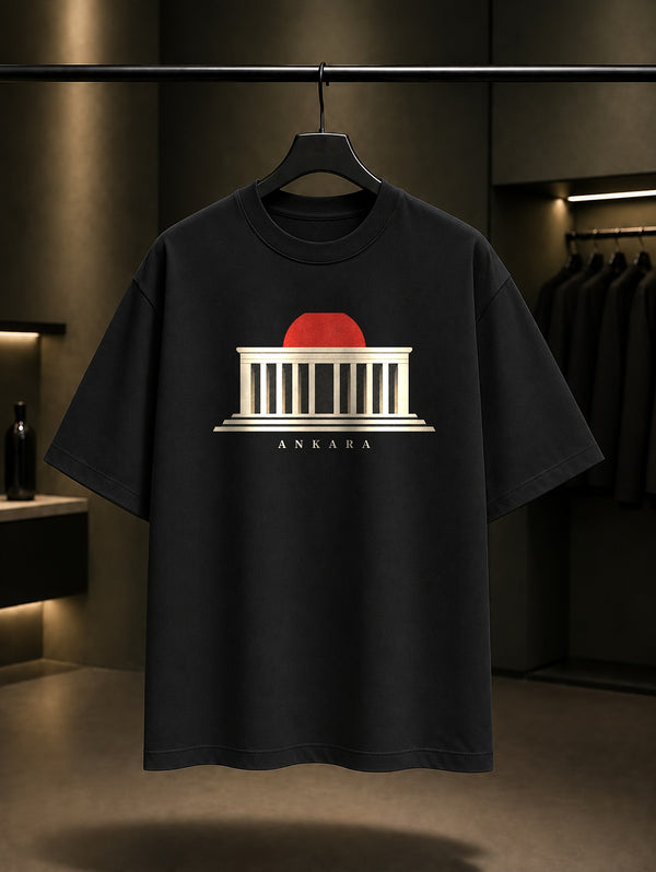 Ankara Anıtkabir Güneş baskılı siyah t-shirt