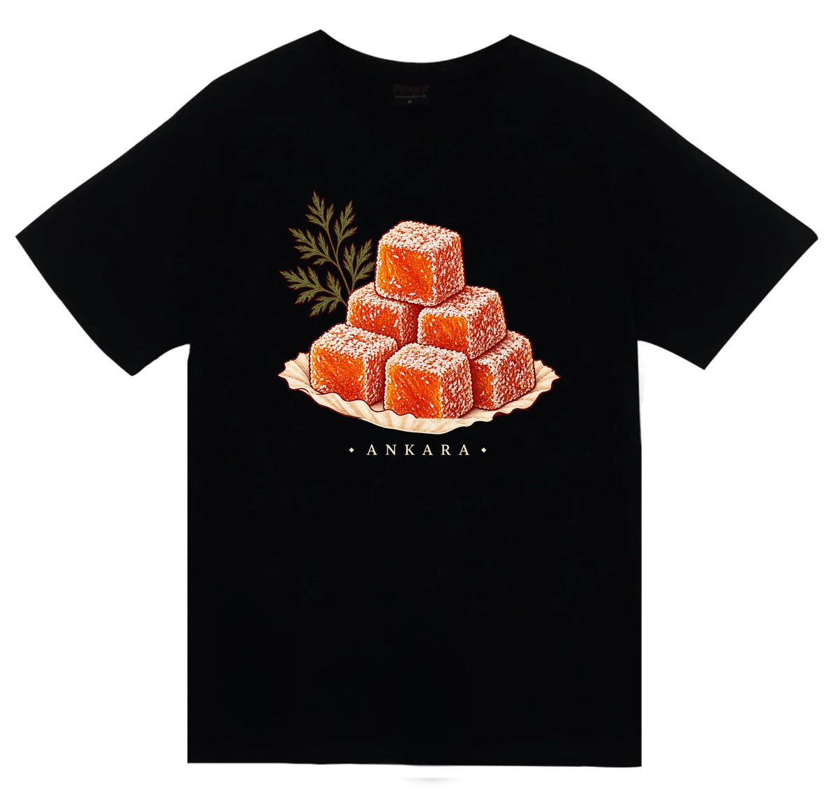 Ankara Havuç Lokumu baskılı siyah t-shirt