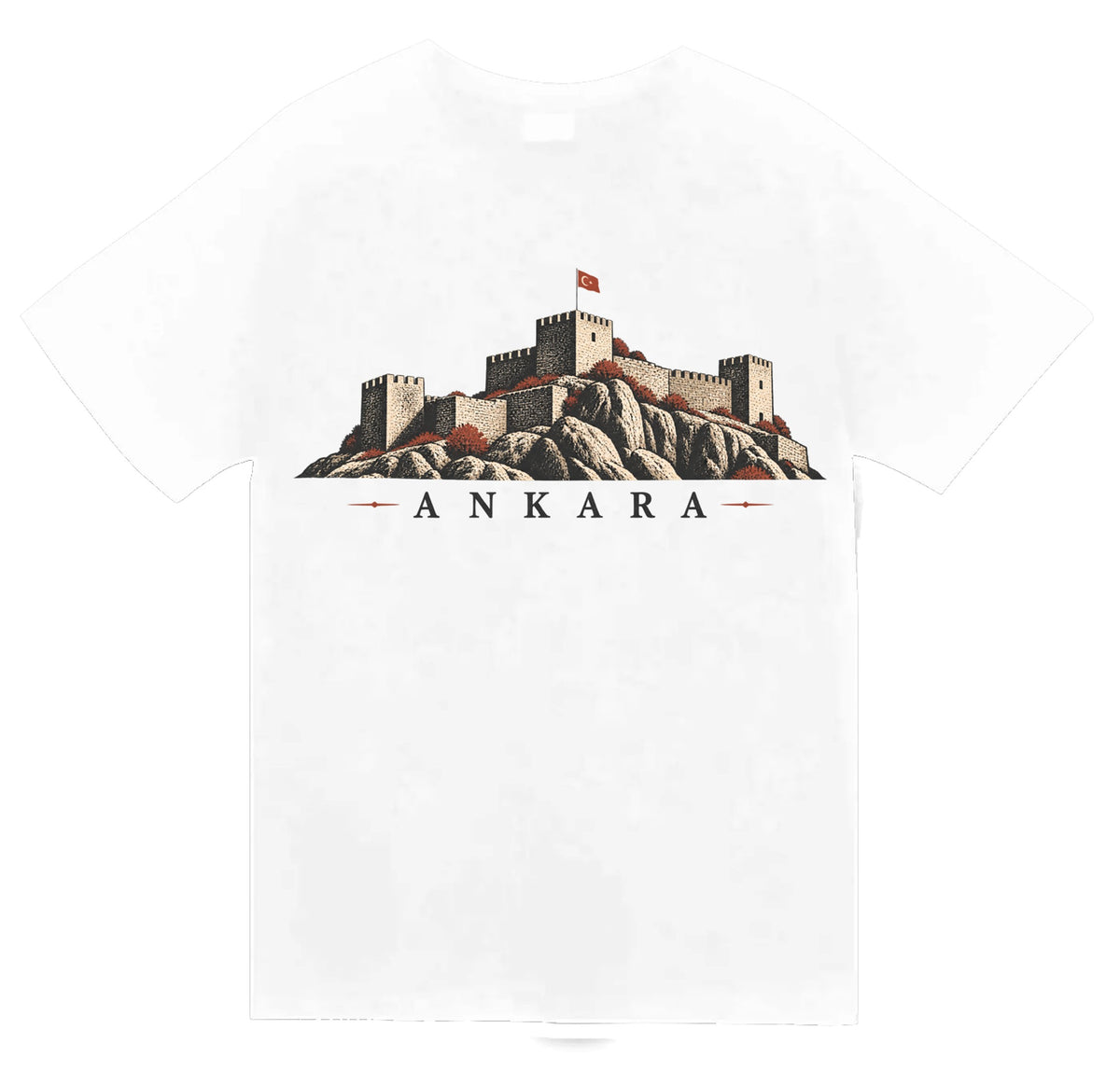 Ankara Kalesi baskılı beyaz t-shirt